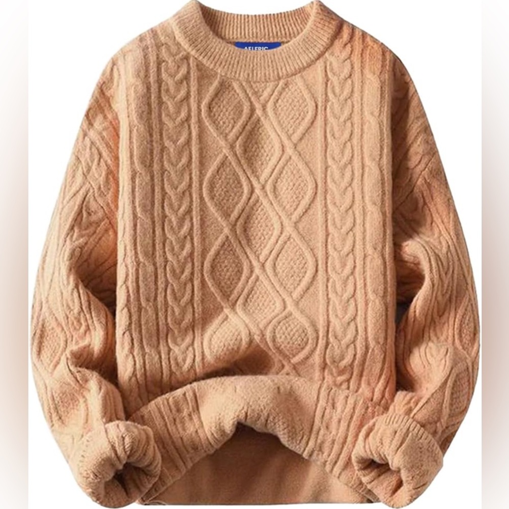 Aelfric Eden Oversized Sweater 90s Vintage Cable Knit Long Sleeve Heavy Crewneck